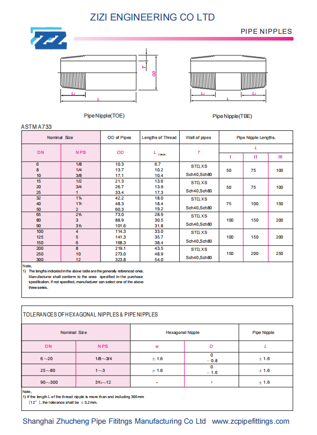 ASTM A105 Carbon Steel Threaded Nipple MSP95