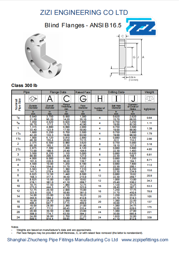 ASTM A182 F304 Stainless Steel Blind Flange ASME / ANSI B16.5