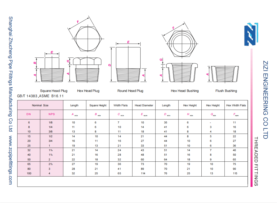 ASTM A105N Square Head Plug ASME B16.11