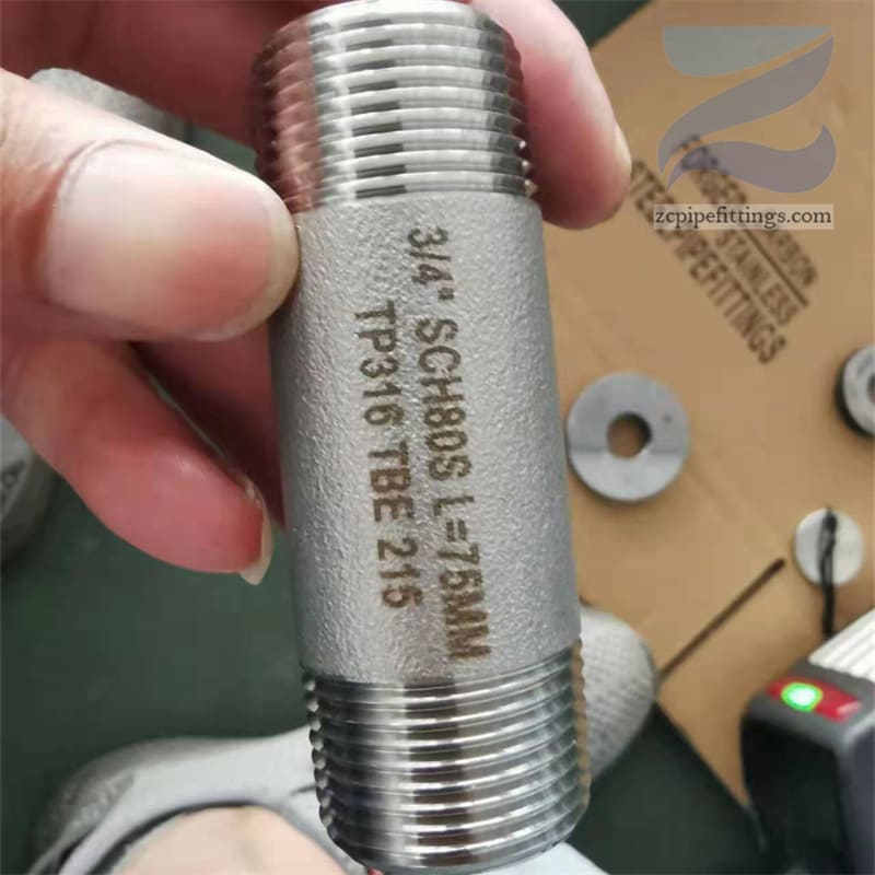 ASME B16.11 Threaded Pipe Fittings Stainless Steel Pipe Nipple